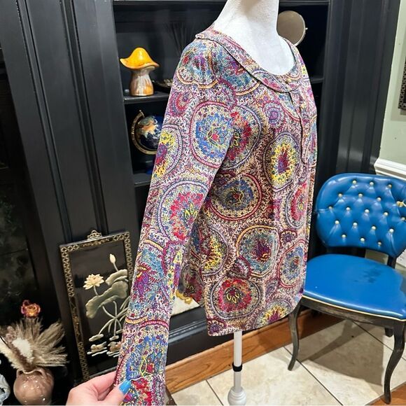 Talbots Colorful Boho Floral Blouse Size 12 - Picture 5 of 12